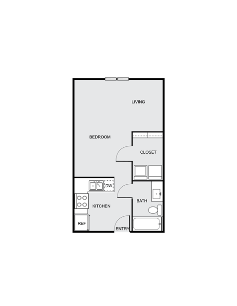 Floor plan for studio, 1 bath, 507 sqft